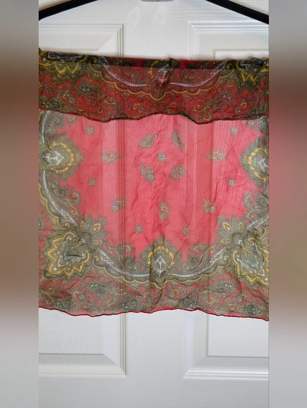 VTG Silk Scarf Lot Set of2 | Paisley Red & Striped Lace Charcoal 21